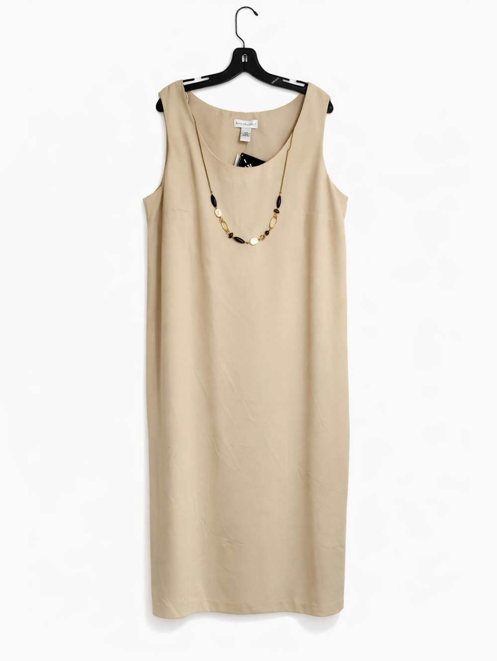 Anna Maxwell Beige Sleeveless Shift Dress 22W NWT Midi Plus Size